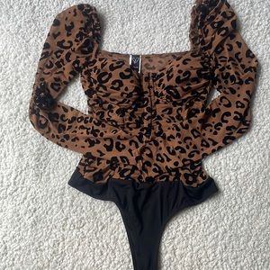 WINDSOR MESH CHEETAH PRINT LONG-SLEEVE BODYSUIT